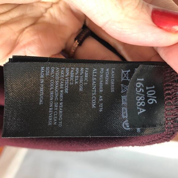 AllSaints Lani Dress Rust Maroon Maxi Faux Wrap 6 - Picture 11 of 15